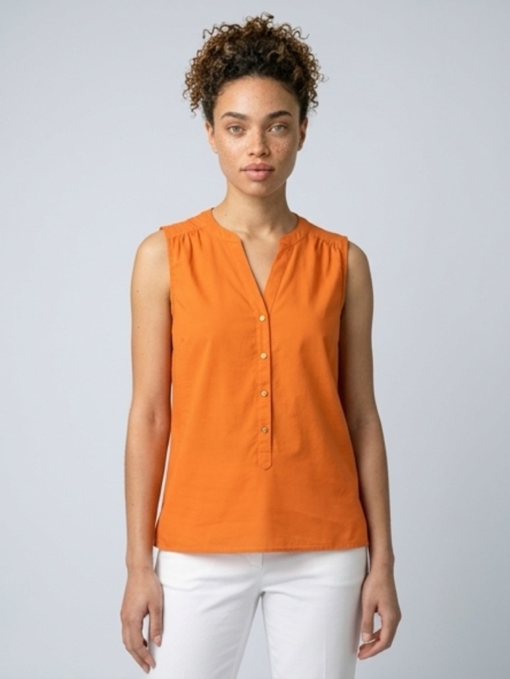 Banana Republic Sleeveless Blouse Small Flowy Summer Top in Bright Orange